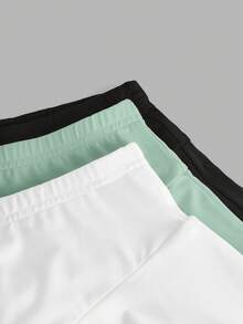 SHEIN Girlism Conjunto de vestido y pantalones cortos deportivos de unicolor de punto para niñas preadolescentes, compra 1 y llévate 2 - Multicolor - Ver 3
