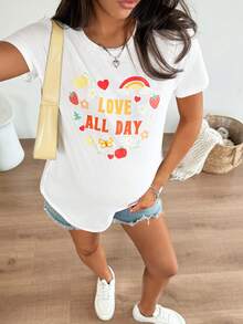 SHEIN Maternity Casual Letter Print Nursing T-Shirt, Summer Summer Outfits Cute Shirt T Shirt For Women Casual - White - View 2