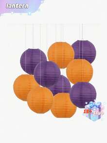 SHEIN Bộ 10 đèn lồng giấy, đường kính 20cm/7.87in, đèn lồng tròn treo vườn nhỏ, đèn lồng giấy hình cầu có thể gấp gọn, không cần điện, có thể gấp lại và cất giữ. - đèn lồng giấy - Xem 11