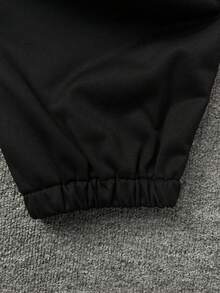 Manfinity Dauomo Plus Size Men's Fashionable Versatile Solid Color Drawstring Sweatpants - Black - View 7