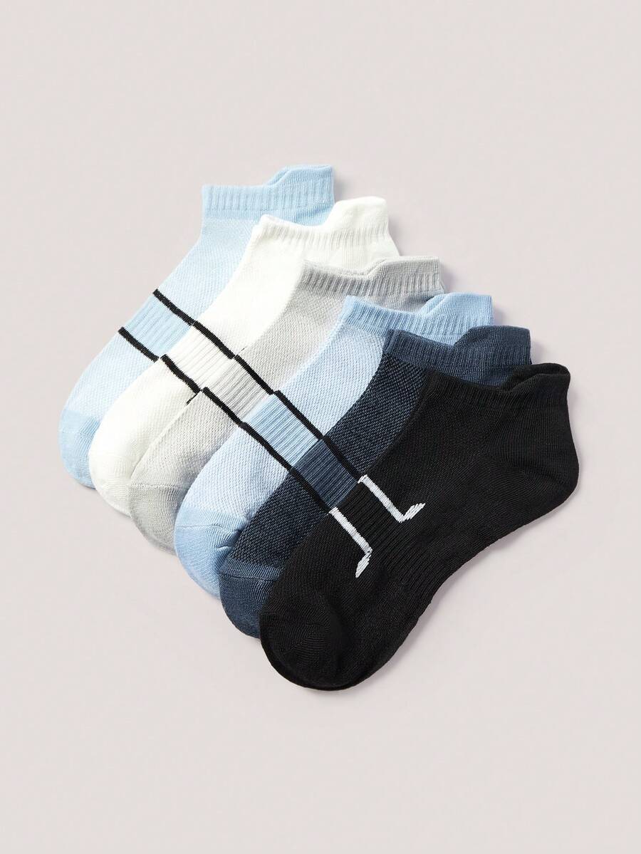 Driftmere 1/3/6/10 Pairs Men's Sports Socks, Comfortable Breathable Summer Thin Ankle Socks, Suitable For Outdoor Sports, Running, Fitness, Compression Socks, Fall - Multicolor - View 1