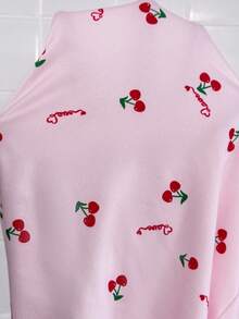 SHEIN Đầm bầu không tay in họa tiết quả anh đào, kiểu dáng thường ngày, thích hợp cho mùa hè. - Hồng - Xem 7