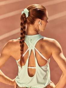 GLOWMODE FeatherFit™ Scrunchie de pelo con bolsillo con cremallera, suave, elástico, que absorbe la humedad, con logotipo reflectante grande, para gimnasio, entrenamiento, yoga, estudio y uso diario activo - Cyan - Ver 6