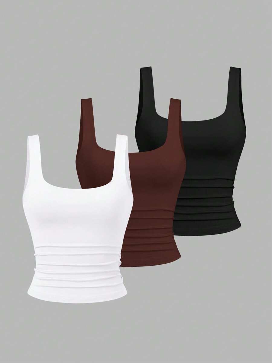 Sweetra Women's Casual Pleated Scoop Neck Tank Top, Summer - Multicolor - View 1