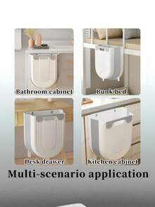 1/2PCS Kitchen Hanging Trash Can Foldable Garbage Bin With Holder For Cabinet Door Wall Mount Small Waste Basket For Kitchen Bathroom Laundry Room Space Saving - Multicolor - View 6