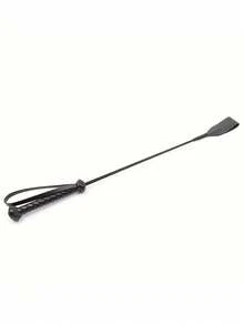 1pc PU Leather Riding Crop, Soft Flexible Flogger, Stage Prop With Non-Slip Braided Handle And Wrist Loop, Horse Riding Training Accessory - Black - View 4