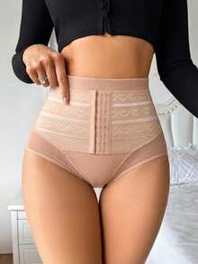 DAZY Women's Hook Eye Front High Waist Body Shaper Underwear, Panty - Apricot - View 5