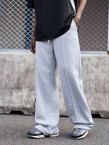 EVRINFINITE 男式宽松抽绳腰阔腿运动裤 - 淺灰色 - 查看 5