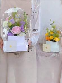 1pc Potted Plant Gift Box, Floral Packaging Container For Flower Shop Coffee Shop Decor, Butterfly Orchid Hydrangea Fresh Dried Flower Holder - one size fits all - View 5