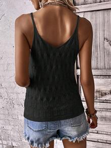 SHEIN Holidaya Women's Basic Knit Camisole Top For Summer Everyday Wear - Black - View 2