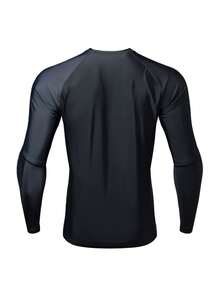 Manfinity KASUA 男士椰树印花长袖防晒衣，泳装和冲浪服 - 黑色 - 查看 2