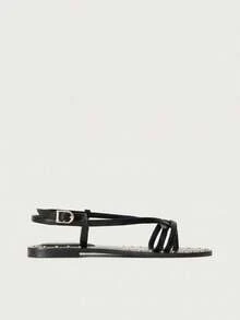 Nöista Sandal đế bằng quai mảnh cá tính với đế đính đinh tán và quai điều chỉnh được - Thoải mái tối ưu cho mọi ngày. - màu đen - Xem 8