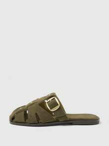 Sleekvia Women's Comfortable Flat Non-Slip Metal Outdoor Flip Flops Summer - Dark Green - View 5