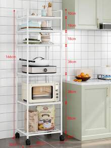 1-Piece Space-Saving Tall Metal Shelf, Kitchen Shelf, Wardrobe Storage, Storage Box, Bathroom Shelf, Shower Rack, Floor-Standing Multi-Layer Bathroom Storage Shelf, Bookshelf, Storage Rack, Movable, Easy To Assemble, Suitable For Bathroom, Kitchen, Office, Study, Living Room, Holiday Gift. - Multicolor - View 6