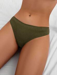 Swim Lushoire Quần bikini xếp ly hình chữ V gợi cảm dành cho nữ - xanh quân đội - Xem 3