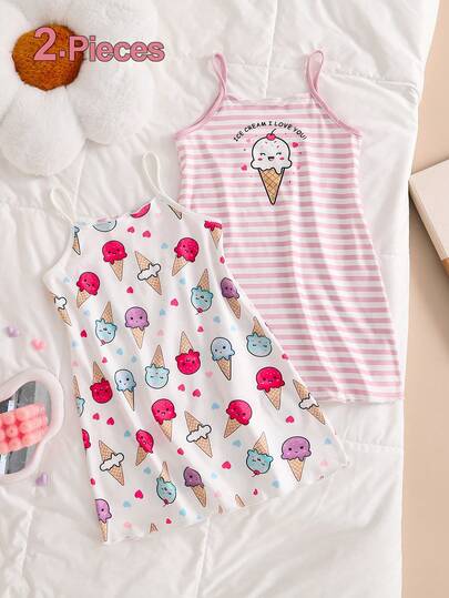 Bộ đồ ngủ 2 mảnh cho bé gái, màu trắng và hồng, thoải mái, ngọt ngào, in hình thỏ.