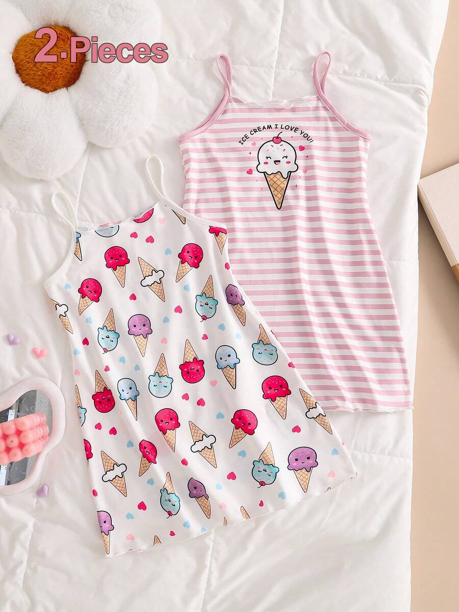 Bộ đồ ngủ 2 mảnh cho bé gái, màu trắng và hồng, thoải mái, ngọt ngào, in hình thỏ. - Nhiều màu - Xem 1