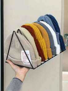 1 PC Saving Metal Adjustable Vertical Horizontal Desktop Closet Hat Organizer Rack Stand Stackable Removable Durable Versatile Storage Display For Home Office Entryway Gift For Women Men Season Organizer Storage - Multicolor - View 4