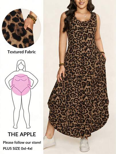 Comfylo 大码宽肩带弧形下摆印花连衣裙，适合春夏穿着