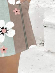 EMERY ROSE 春夏时尚复古休闲女装两件套，印花舒适多彩条纹图案，适合休闲度假 - 彩色 - 查看 3