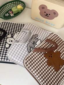 Checkerboard Check Cute Cartoon Laptop Storage Bag Waterproof Shockproof Lightweight Portable Travel Office School Notebook Carrying Case Inner Sleeve For 11 13 Inch - multicolor - View 8