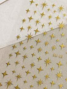 1 Pieza Pegatinas de Uñas Doradas, Decoración de Arte de Uñas 3D Estrella Cruz Y2K, Encantos de Uñas de Metal con Estampado de Lámina Dorada Calcomanías Autoadhesivas para Uñas Acrílicas DIY Regalo - Dorado - Ver 4