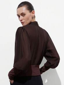 Aveloria Modichic European And American Style Versatile Wild Rose French Retro Fashion Casual Pullover Long Sleeve Shirt - Coffee Brown - View 2