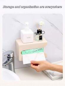 Hộp đựng khăn giấy treo tường không cần khoan, giá đựng khăn giấy liền mạch sáng tạo cho phòng khách, phòng tắm, nhà bếp, phù hợp với nhiều loại hộp khăn giấy cỡ nhỏ và vừa. - nhiều màu - Xem 3