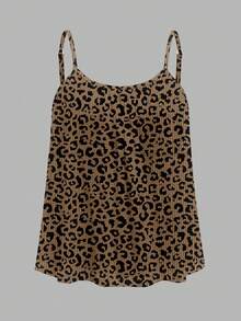 SHEIN EZwear 3件套复古印花、豹纹、波点、节日图案休闲简约大码吊带背心，适合音乐节穿着 - 彩色 - 查看 4