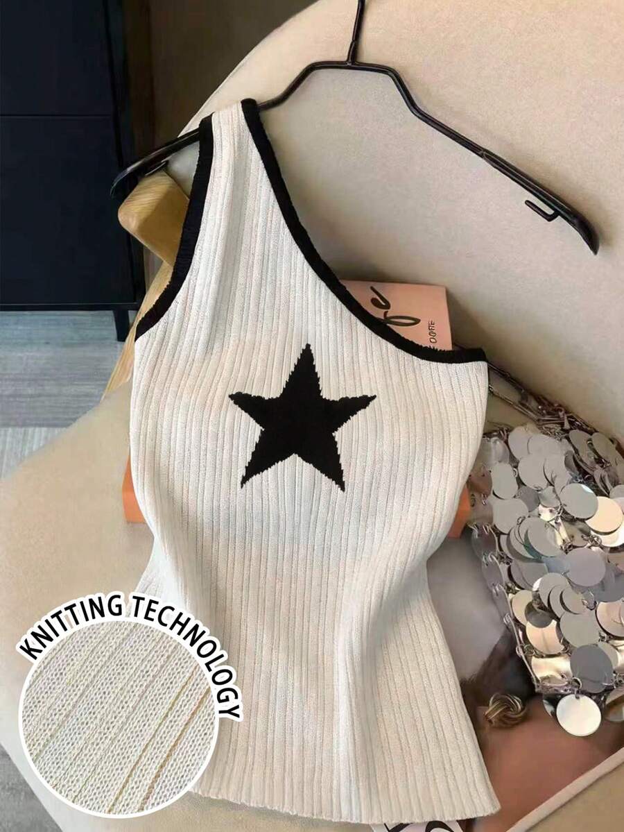 Franclia Women's Contrast Trim Star Sleeveless Knit Camisole - Multicolor - View 1
