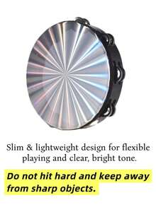 1 pieza Pandereta de mano, instrumento de percusión Orff con cascabeles, para KTV, fiestas, ambiente festivo, regalos, pandereta con cascabeles, instrumento musical - Negro - Ver 3