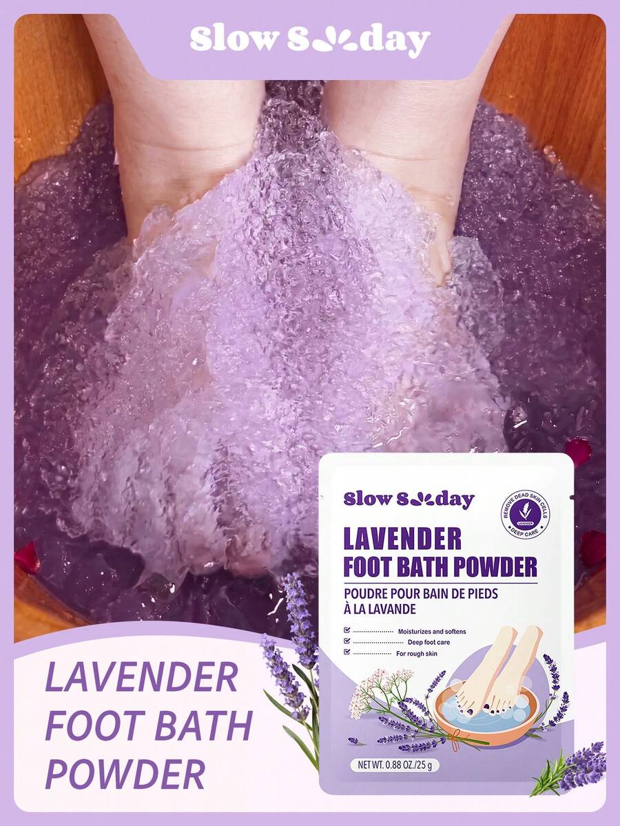 Slow Sunday Lavender Foot Bath Powder, Lavender, Hydrating Moisturizing Revitalizing Exfoliating Footcare, Good Choice For Wedding, Vacation, Beach, Travel EssentialsEaster Gifts, Suitable For Summer Foot Care - Hoa oải hương - Xem 1