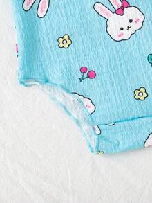 SHEIN Playful Pals 3pcs Baby Girls' Comfortable Versatile Minimalist Solid Color Knit Camisole Romper Set, Spring/Summer - Multicolor - View 5