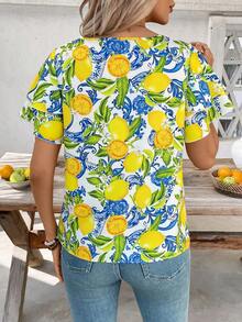 SHEIN Clasi Áo sơ mi nữ mùa hè in hình chanh Dopamine - Nhiều màu - Xem 2