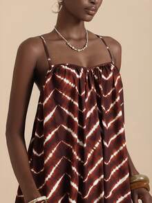 Vesra Women's Geometric Print Sleeveless Dress, Suitable For Summer Vacation - Rust Brown - View 4