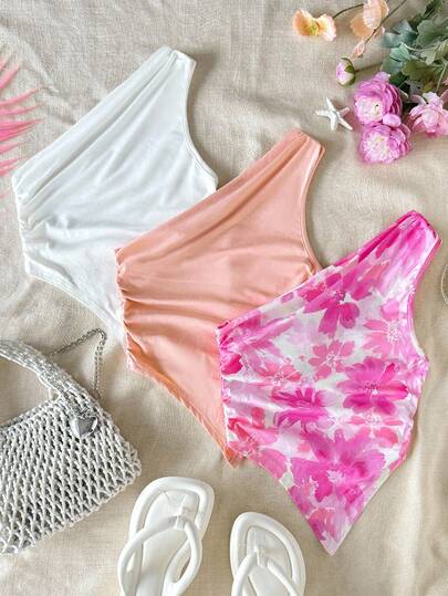 SHEIN 2-In-1 Tween Girls Casual Comfy Asymmetric Hem Cropped Cami Set