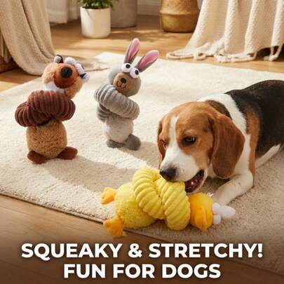 PETSIN 长颈卡通兔鸭造型狗狗玩具，内置BB弹吠叫声，可与狗狗互动玩耍