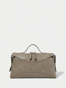 SHECARRY Bolso de mujer de piel sintética con estampado de cocodrilo gris - Gris - Ver 3