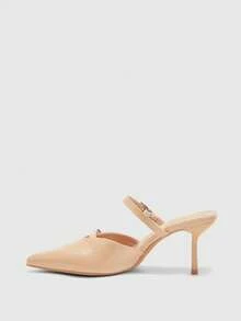 CUCCOO BIZCHIC Women's Pointed-Toe Buckle Design Everyday Versatile And Stylish High Heels - Apricot - View 3