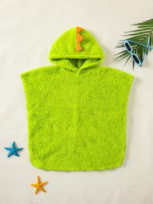 Babygirl Green Cute Casual Coral Fleece Hooded Bathrobe - Green - View 3