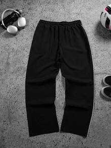 GymBeat Men's Contrast Trim Sports Pants - Black - View 2