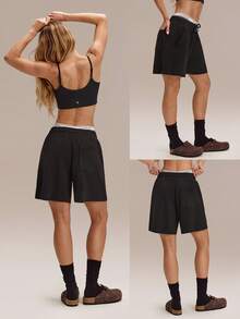 GLOWMODE SoftSerene 莫代尔百慕大可调节口袋短裤 日常休闲 - 黑色 - 查看 7