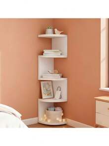 1pc Black/White 5-Tier Corner Shelf, Wall-Mounted Triangular Storage Rack, Corner Shelf, Tiered Bookshelf, Kitchen Storage, Multi-Layer Corner Rack - Multicolor - View 3