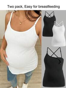 SHEIN Maternity T-Shirts - Black and White - View 5