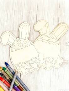 2/3PCS 17cm Blank Wooden Easter Eggs DIY Craft Ornaments Easter Rabbit Basket Filler Spring Home Decor Holiday Decoration Party Supplies Gift For Easter Celebration Seasonal Festive Table Accent - Multicolor - View 1