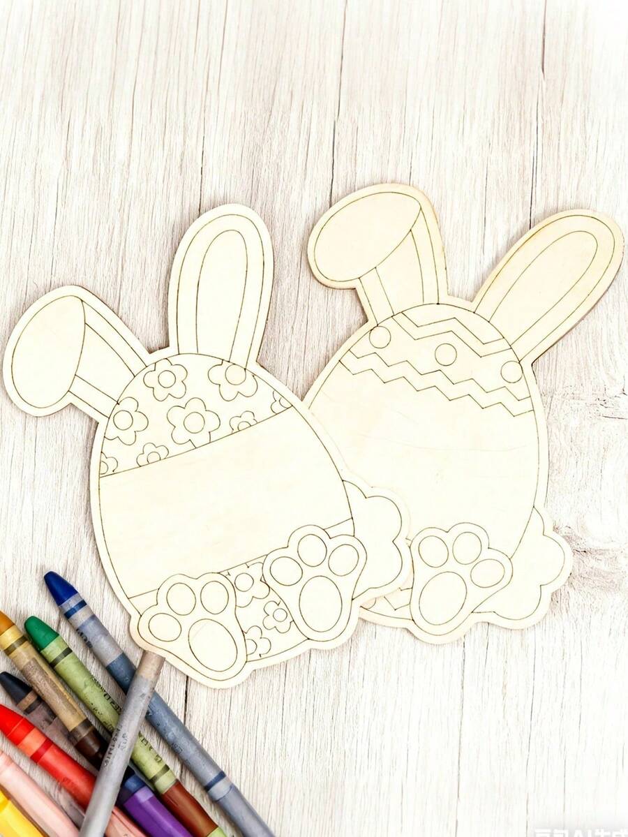 2/3PCS 17cm Blank Wooden Easter Eggs DIY Craft Ornaments Easter Rabbit Basket Filler Spring Home Decor Holiday Decoration Party Supplies Gift For Easter Celebration Seasonal Festive Table Accent - Multicolor - View 1