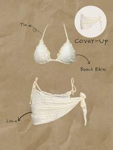 Elavelle Bộ áo khoác ngoài và chân váy ngắn bằng vải jacquard dành cho nữ, thích hợp cho mùa xuân/hè. - Màu be - Xem 1