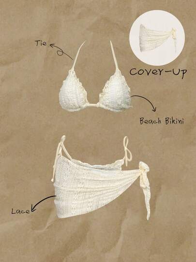 Elavelle 女士提花面料休闲沙滩罩衫及迷你裙套装，春夏款