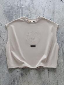 SHEIN X Care Bears Camiseta de tirantes casual de hombre con bordado de dibujos animados, para verano - Albaricoque - Ver 1