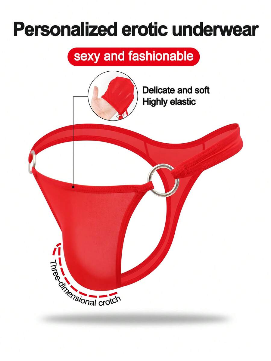 DrisQ Tanga sexy de moda para hombres con bolsillo 3D suave - Rojo - Ver 1